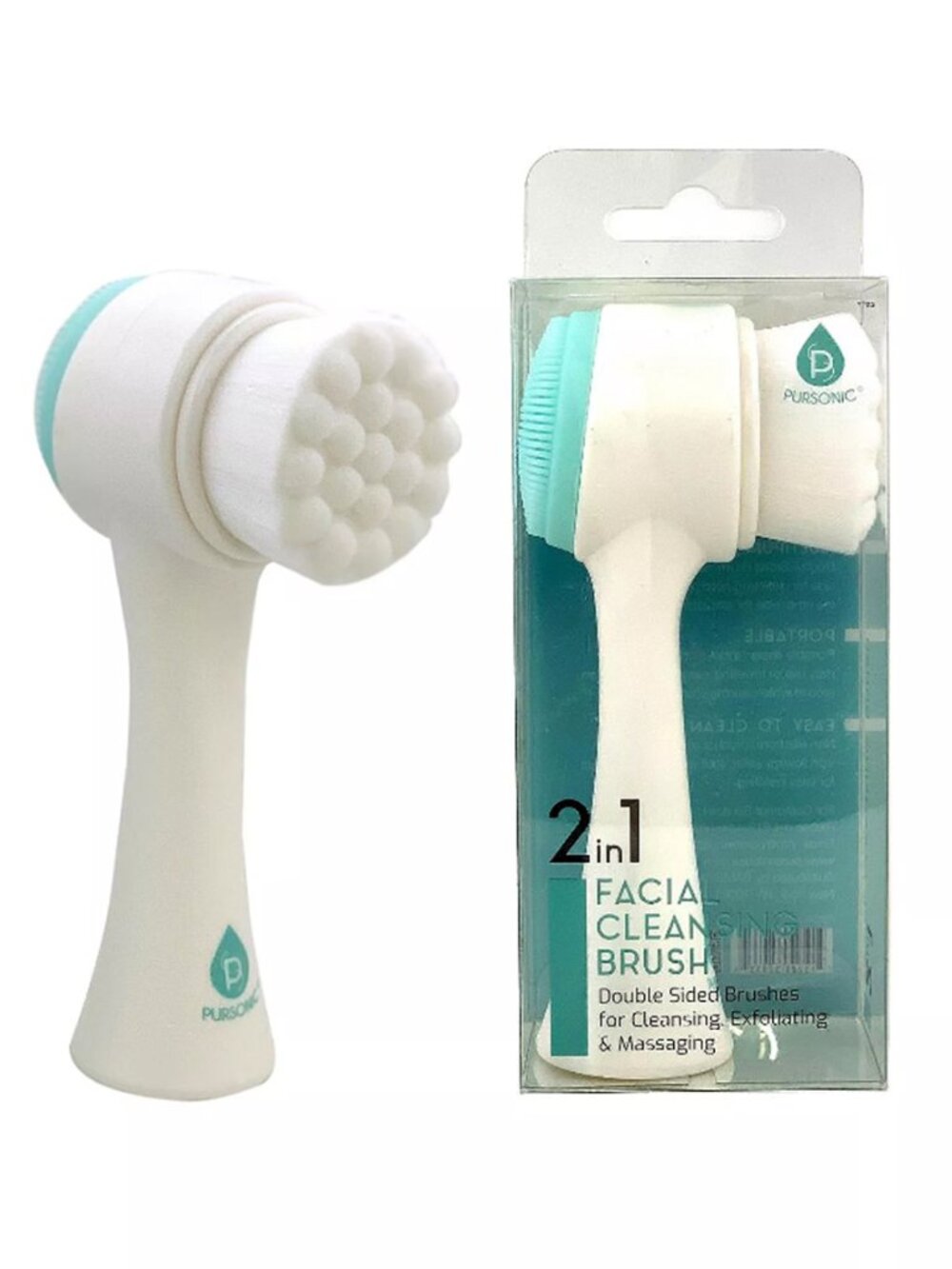 2/$16 💥🆕♻ PURSONIC Dual Sided Facial Cleansing Brush | Color Blue Teal | 6427